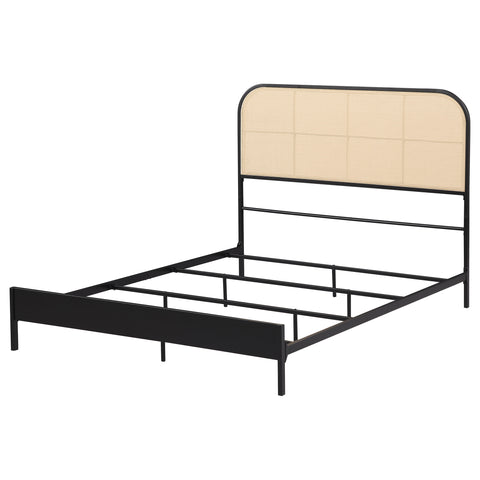 Sanger Radio Weave Rattan Metal Full Bed BlackBlack