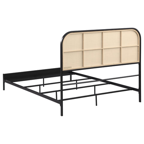 Sanger Radio Weave Rattan Metal Full Bed BlackBlack