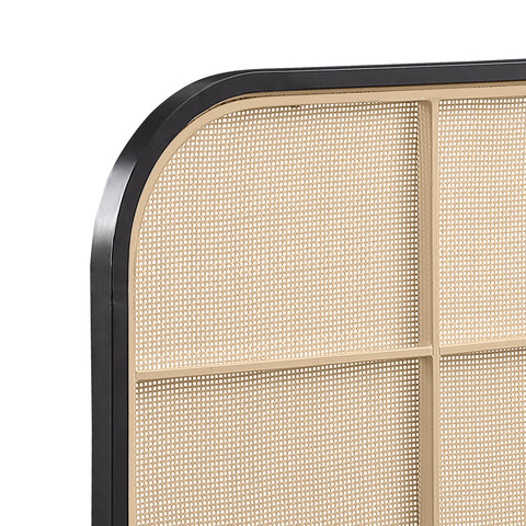 Sanger Radio Weave Rattan Metal Full Bed BlackBlack
