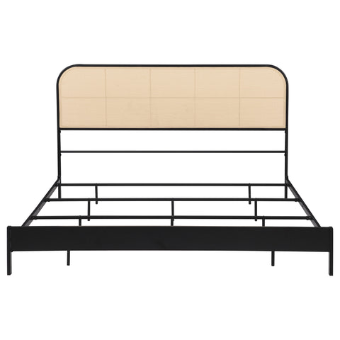 Sanger Radio Weave Rattan Metal Eastern King Bed BlackBlack
