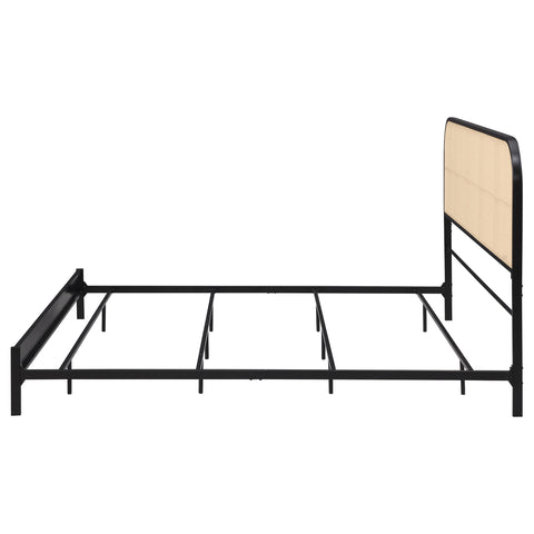 Sanger Radio Weave Rattan Metal Eastern King Bed BlackBlack