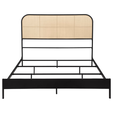Sanger Radio Weave Rattan Metal Queen Bed BlackBlack