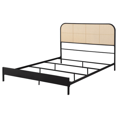 Sanger Radio Weave Rattan Metal Queen Bed BlackBlack