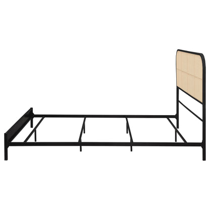 Sanger Radio Weave Rattan Metal Queen Bed BlackBlack