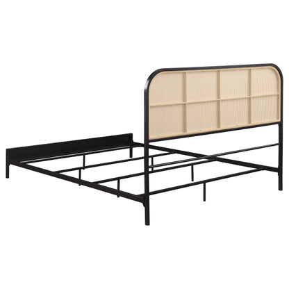Sanger Radio Weave Rattan Metal Queen Bed BlackBlack