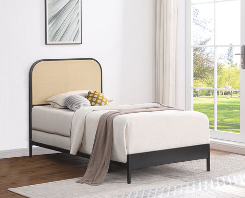Lurlynn Radio Weave Rattan Metal Full Bed Black