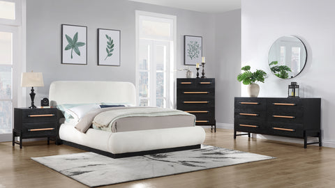 Reese Black Oak Veneer And Vegan Leather Handle Chest, 1 Piece