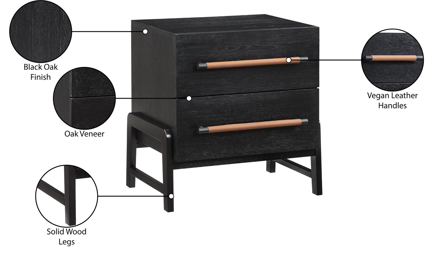 jagger black vegan leather night stand