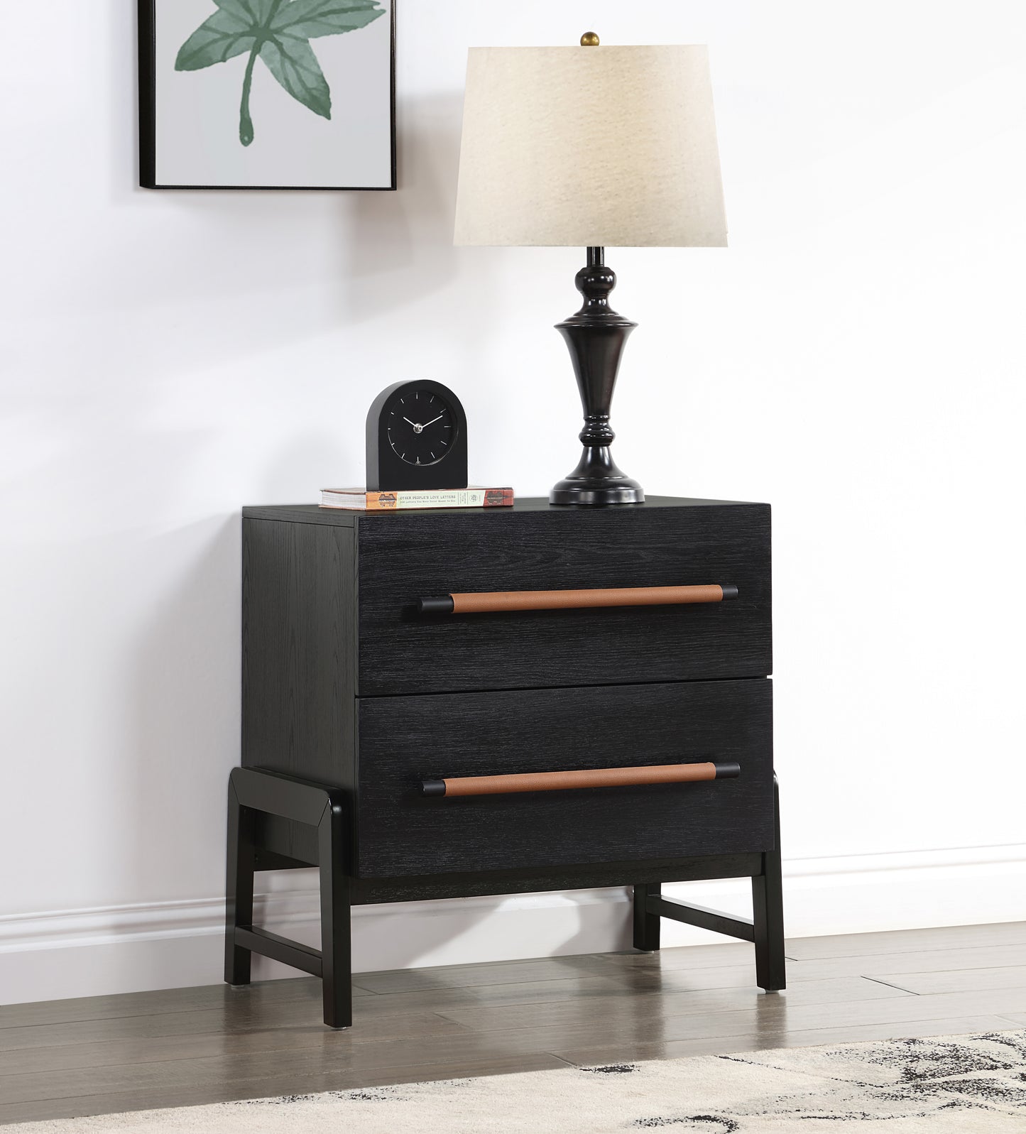 jagger black vegan leather night stand