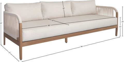 Beacon Cream Water Resistant Fabric Outdoor Patio Sofa