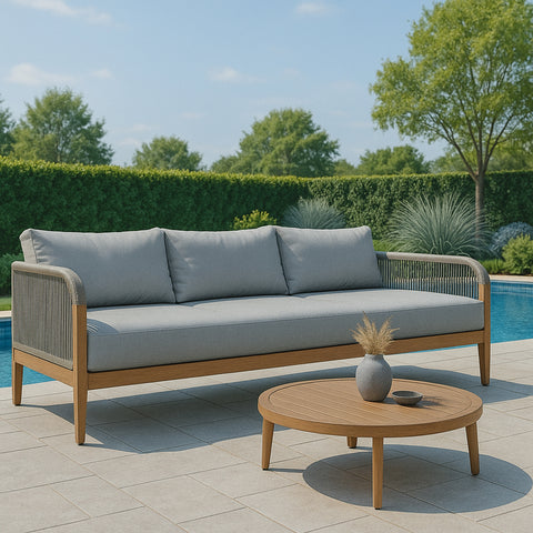 Giselle 88" Grey Water Resistant Fabric Upholstered Outdoor Patio Sofa, 1 Piece