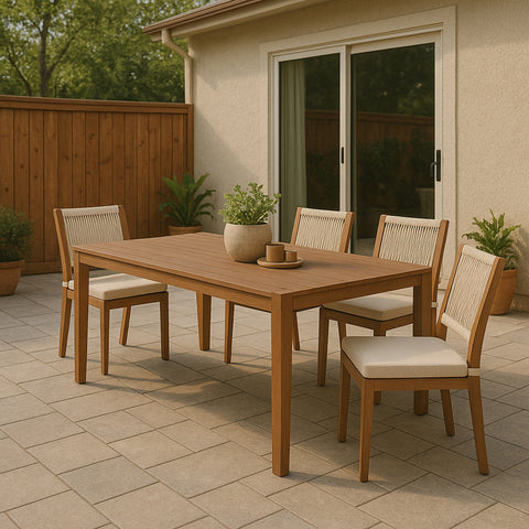 Giselle 108" Natural Aluminum Outdoor Patio Dining Table, 1 Piece