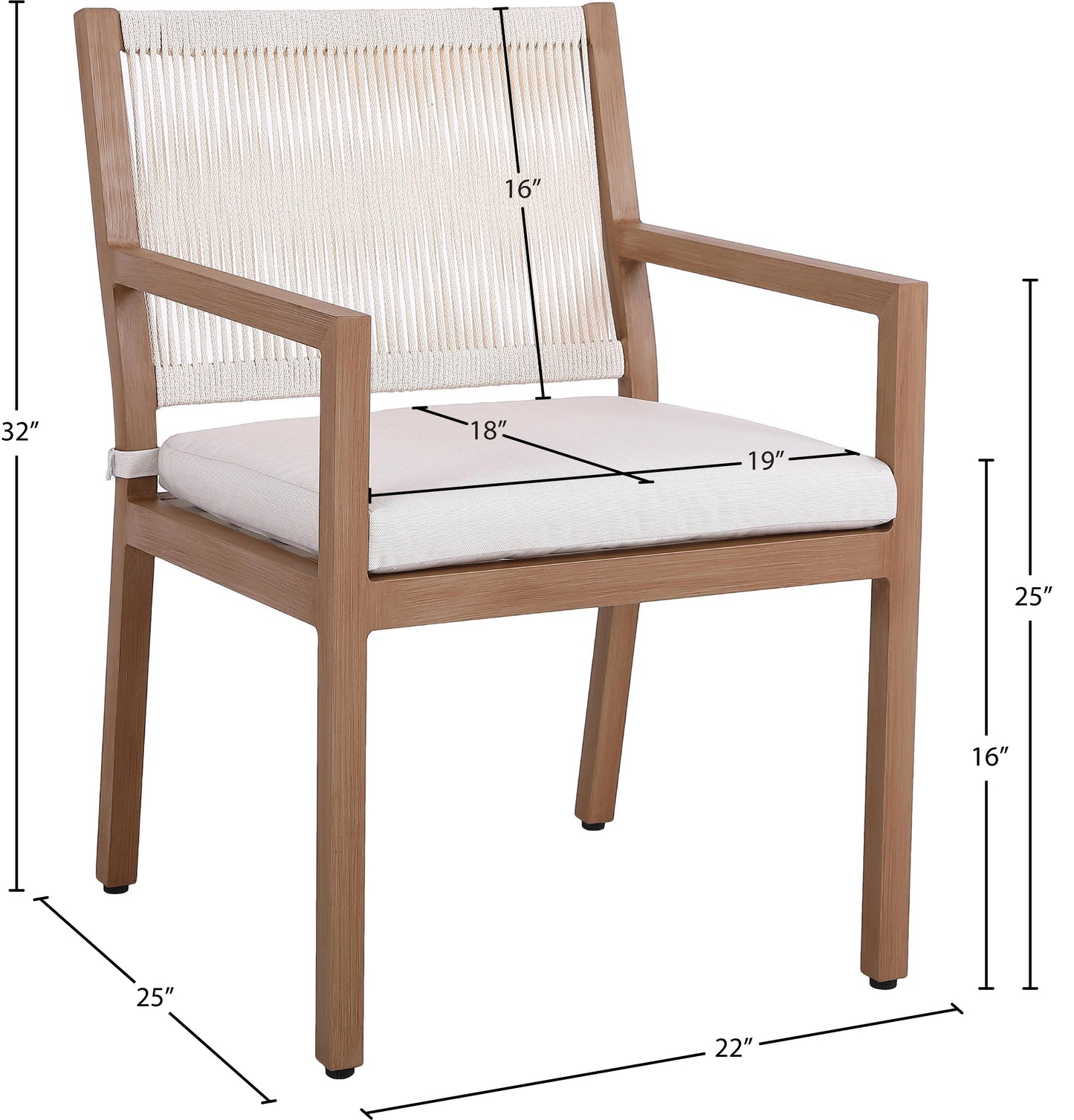 beacon cream water resistant fabric outdoor patio dining arm chair