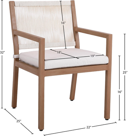 Beacon Cream Water Resistant Fabric Outdoor Patio Dining Arm Chair