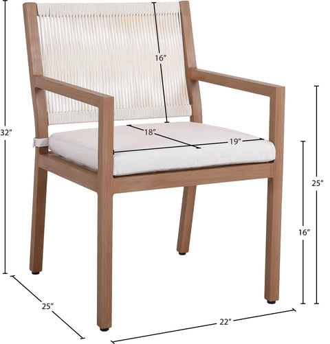 Beacon Cream Water Resistant Fabric Outdoor Patio Dining Arm Chair