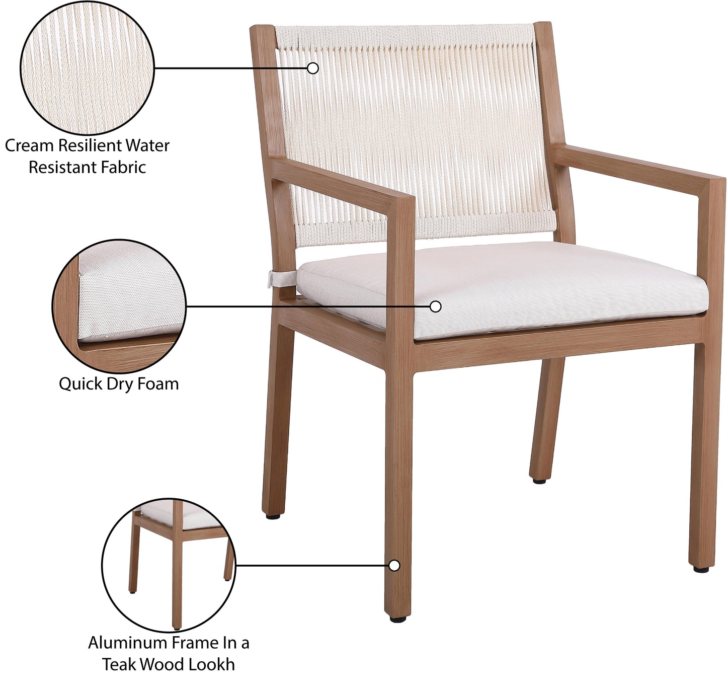 beacon cream water resistant fabric outdoor patio dining arm chair