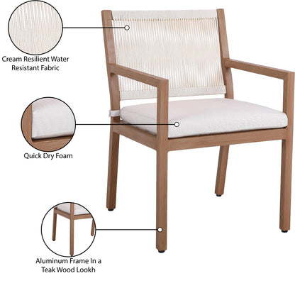 Beacon Cream Water Resistant Fabric Outdoor Patio Dining Arm Chair