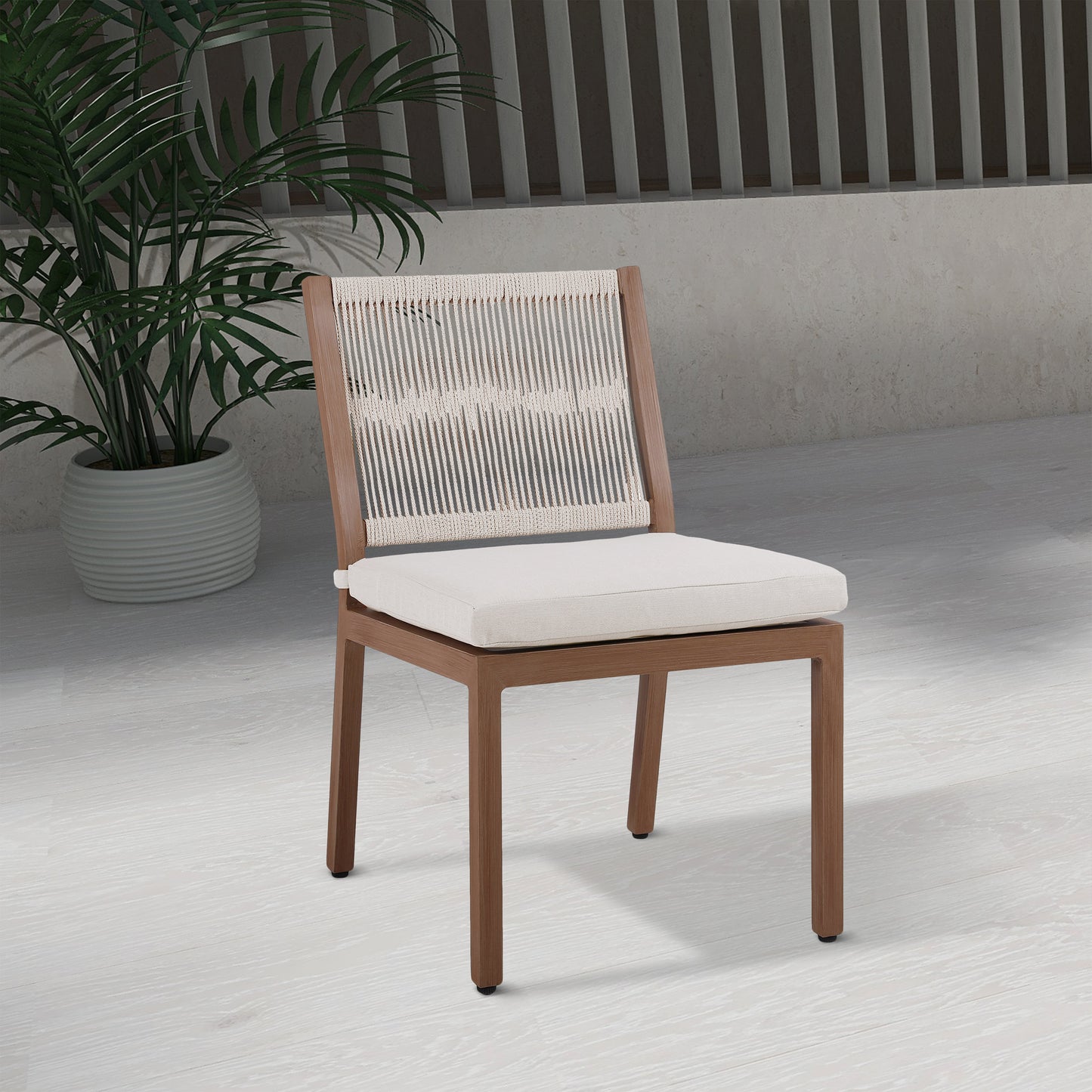 beacon cream water resistant fabric outdoor patio dining side chair