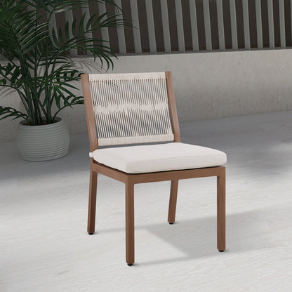 Beacon Cream Water Resistant Fabric Outdoor Patio Dining Side Chair