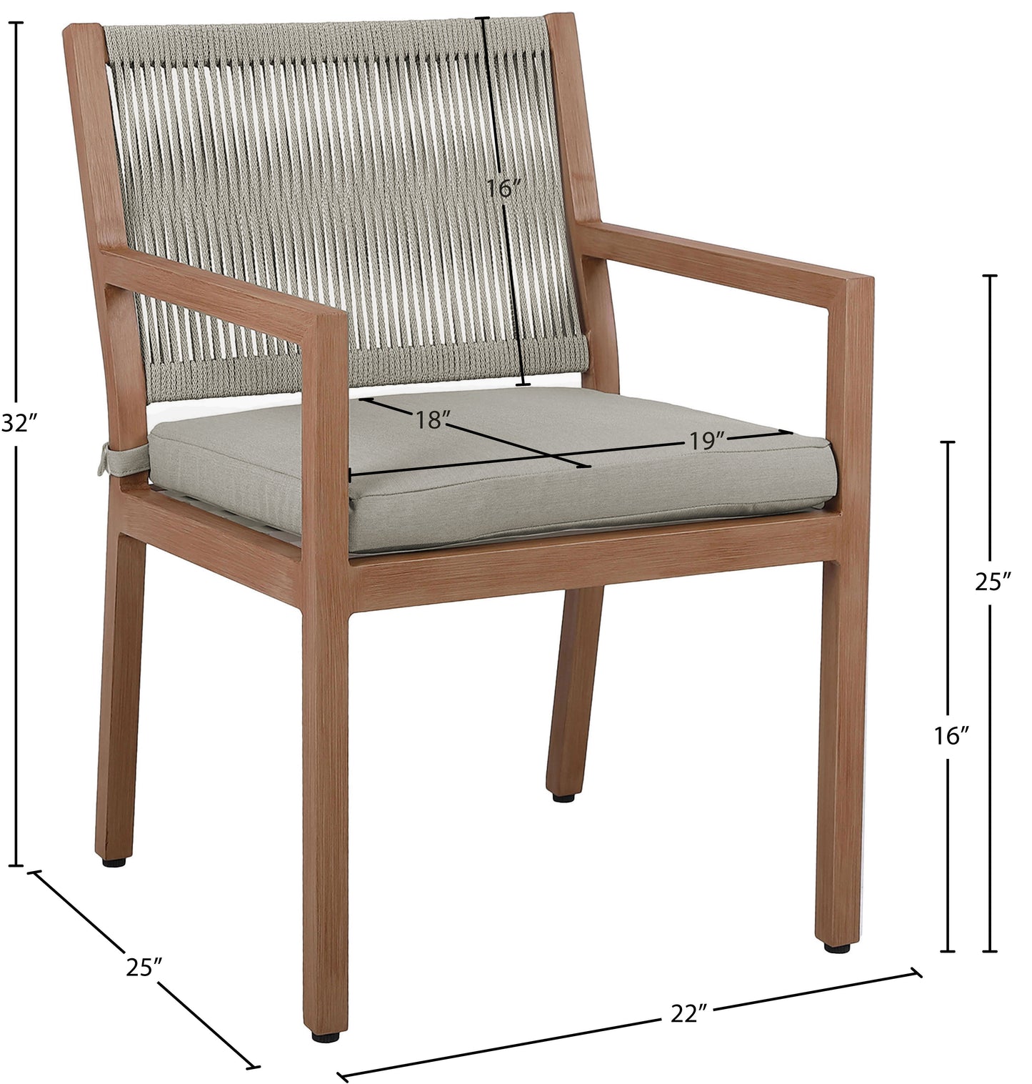 beacon grey water resistant fabric outdoor patio dining arm chair