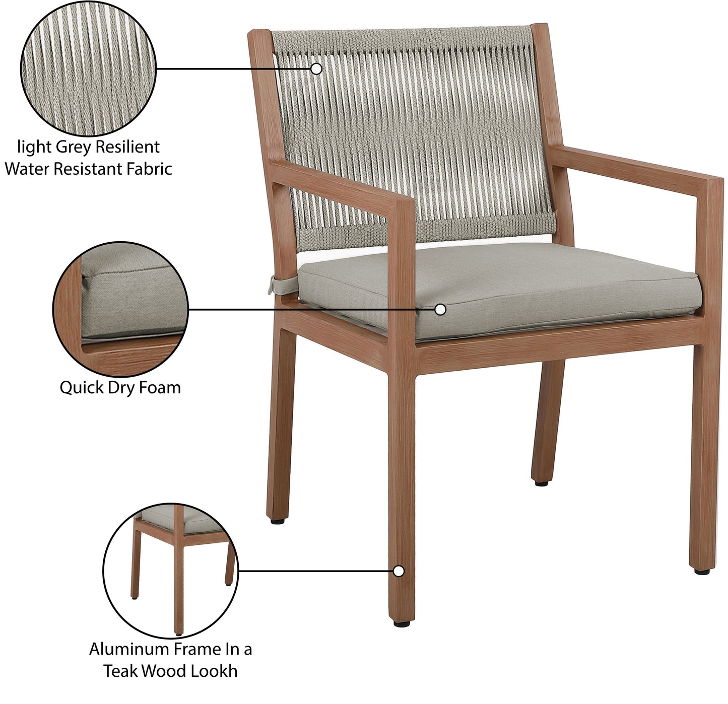 beacon grey water resistant fabric outdoor patio dining arm chair