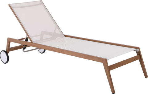 Beacon Cream Water Resistant Fabric Outdoor Patio Lounger