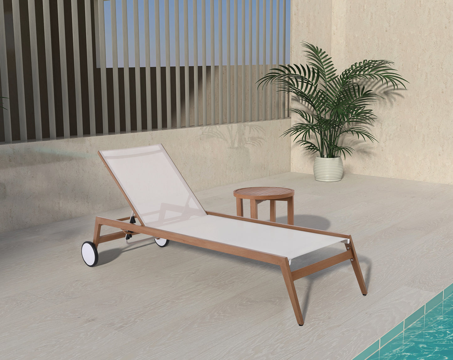 beacon cream water resistant fabric outdoor patio lounger