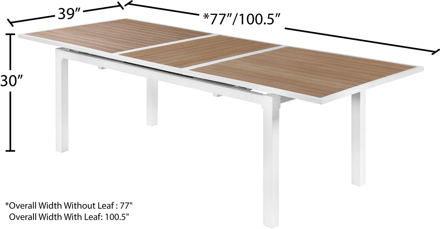 alyssa brown wood look accent paneling outdoor patio extendable aluminum dining table t