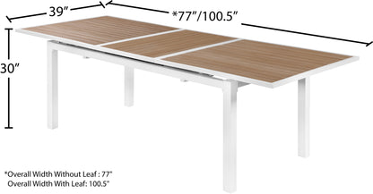 Alyssa Brown Wood Look Accent Paneling Outdoor Patio Extendable Aluminum Dining Table T