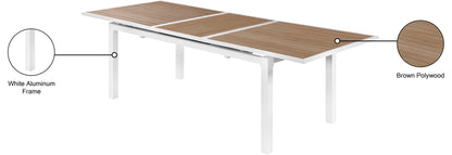 Alyssa Brown Wood Look Accent Paneling Outdoor Patio Extendable Aluminum Dining Table T