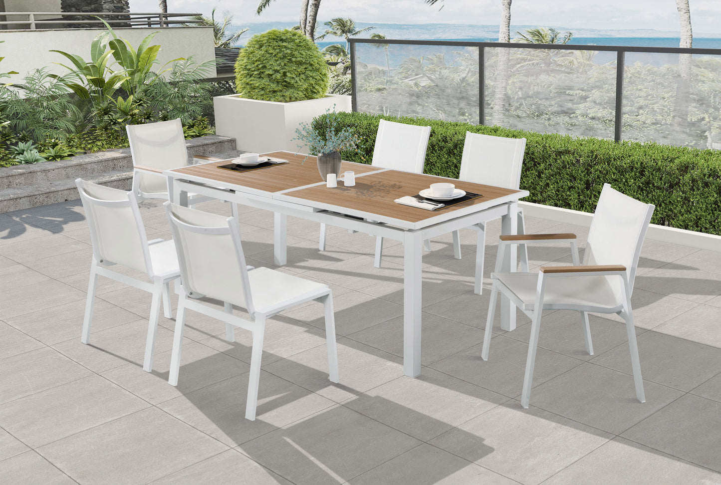 outdoor patio extendable aluminum dining table