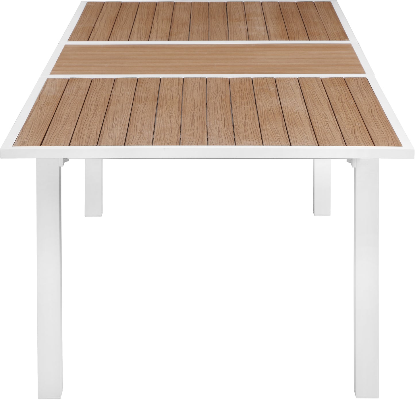 alyssa brown wood look accent paneling outdoor patio extendable aluminum dining table t