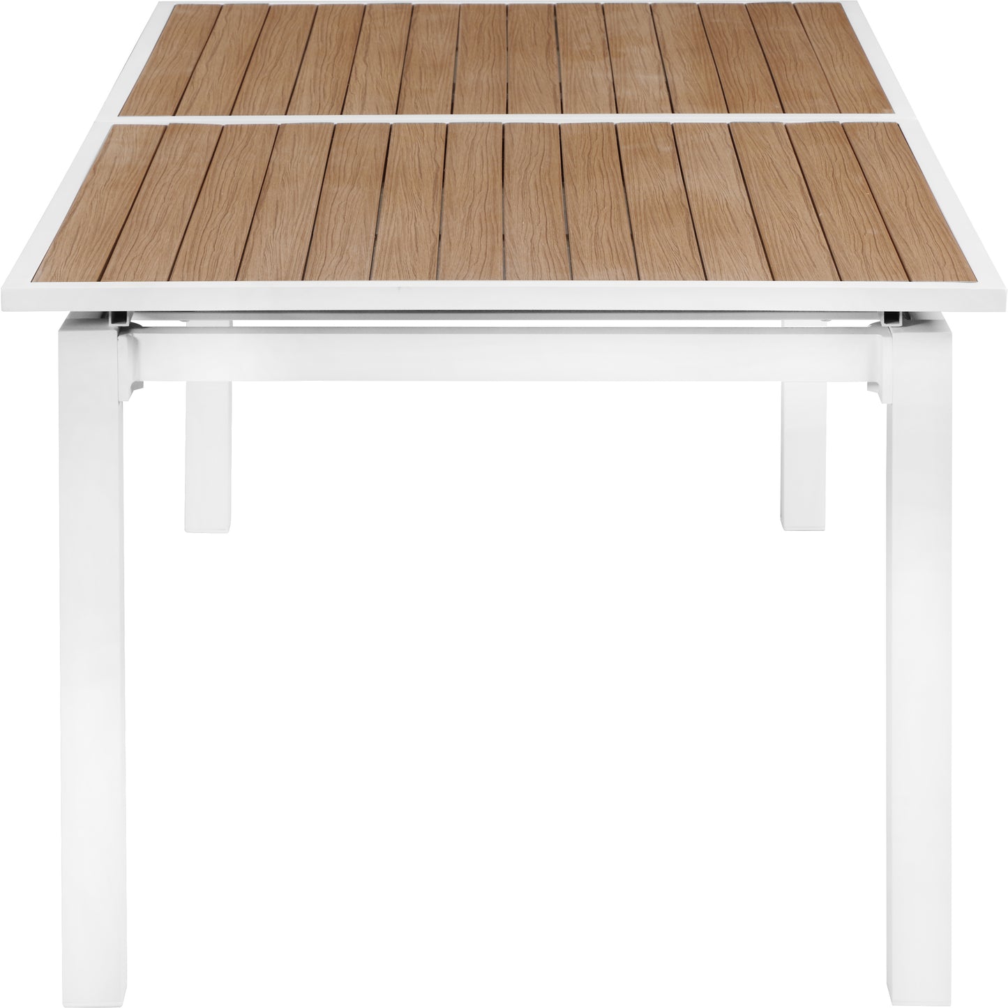 alyssa brown wood look accent paneling outdoor patio extendable aluminum dining table t