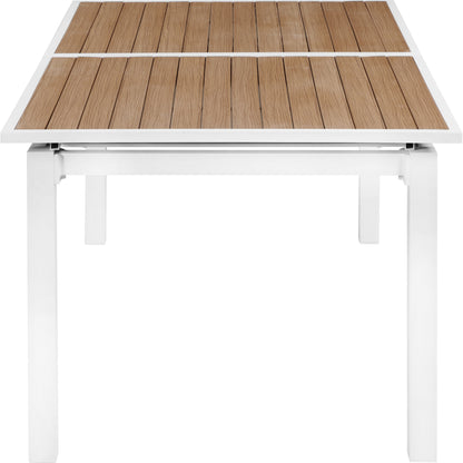 Alyssa Brown Wood Look Accent Paneling Outdoor Patio Extendable Aluminum Dining Table T