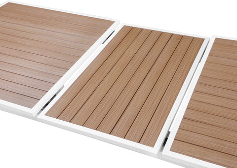 Alyssa Brown Wood Look Accent Paneling Outdoor Patio Extendable Aluminum Dining Table T