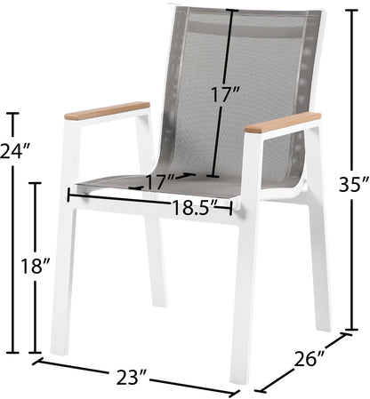 Alyssa Grey Mesh Water Resistant Fabric Outdoor Patio Aluminum Mesh Dining Arm Chair AC