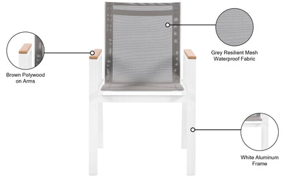 Alyssa Grey Mesh Water Resistant Fabric Outdoor Patio Aluminum Mesh Dining Arm Chair AC