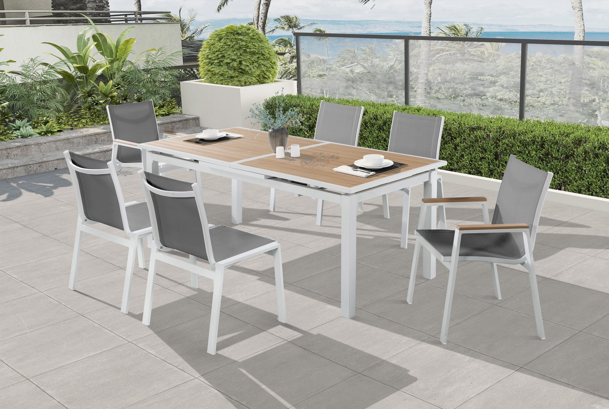 Outdoor Patio Aluminum Mesh Dining Arm Chair