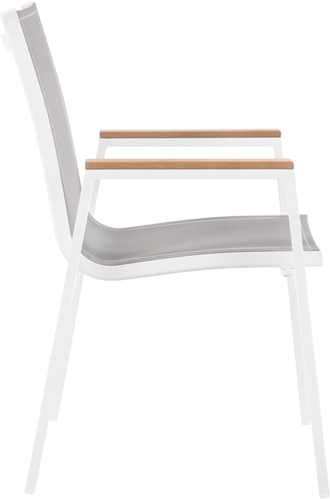 Alyssa Grey Mesh Water Resistant Fabric Outdoor Patio Aluminum Mesh Dining Arm Chair AC