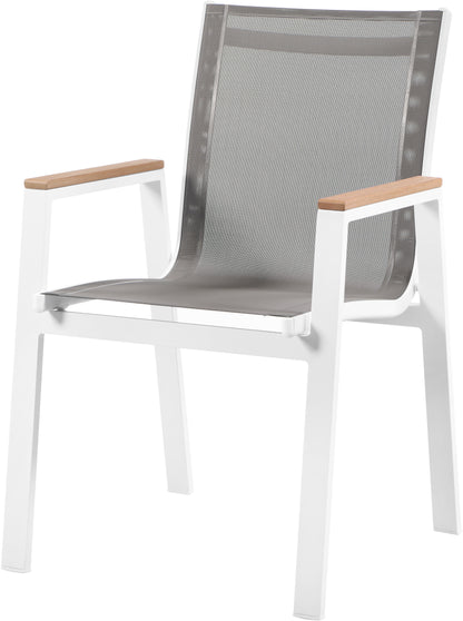 Alyssa Grey Mesh Water Resistant Fabric Outdoor Patio Aluminum Mesh Dining Arm Chair AC