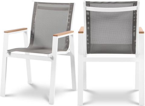 Waverly Grey Mesh Water Resistant Fabric Outdoor Patio Dining Arm Chair, 2-Piece