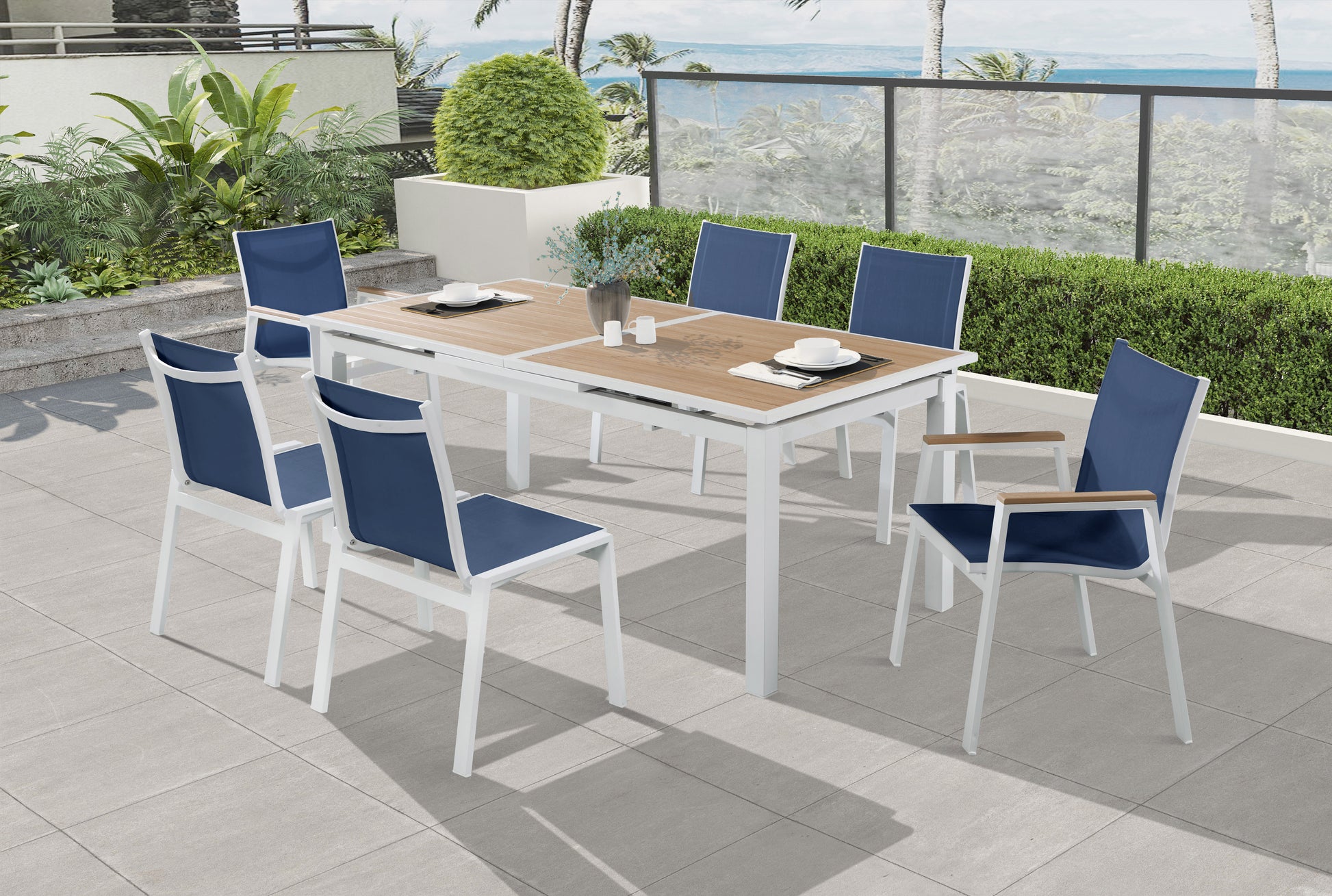 Outdoor Patio Aluminum Mesh Dining Arm Chair