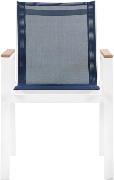 Renuar Navy Mesh Water Resistant Fabric Outdoor Patio Aluminum Mesh Dining Arm Chair