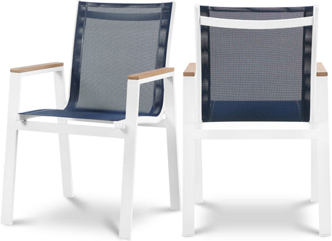 Waverly Navy Mesh Water Resistant Fabric Outdoor Patio Dining Arm Chair, 2-Piece