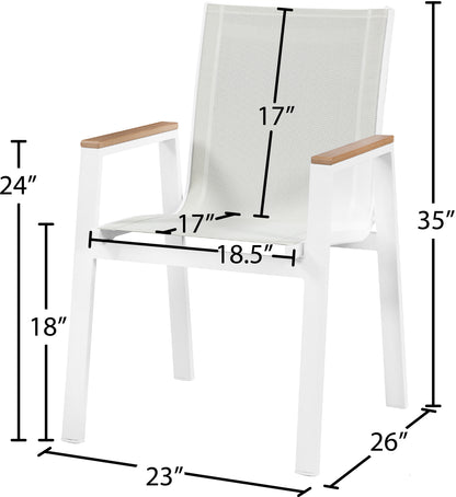 Alyssa White Mesh Water Resistant Fabric Outdoor Patio Aluminum Mesh Dining Arm Chair AC