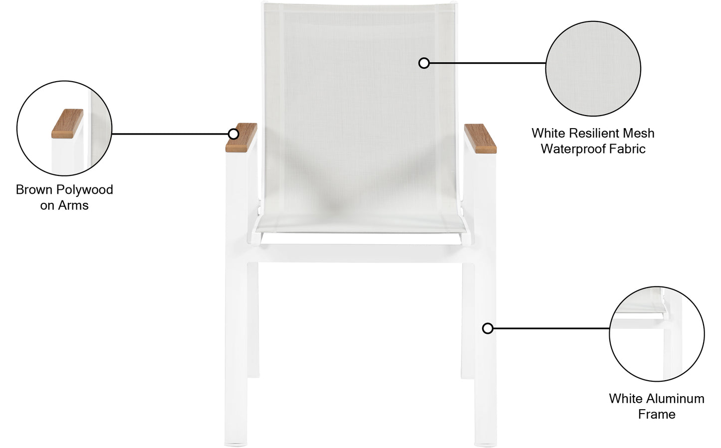 renuar white mesh water resistant fabric outdoor patio aluminum mesh dining arm chair