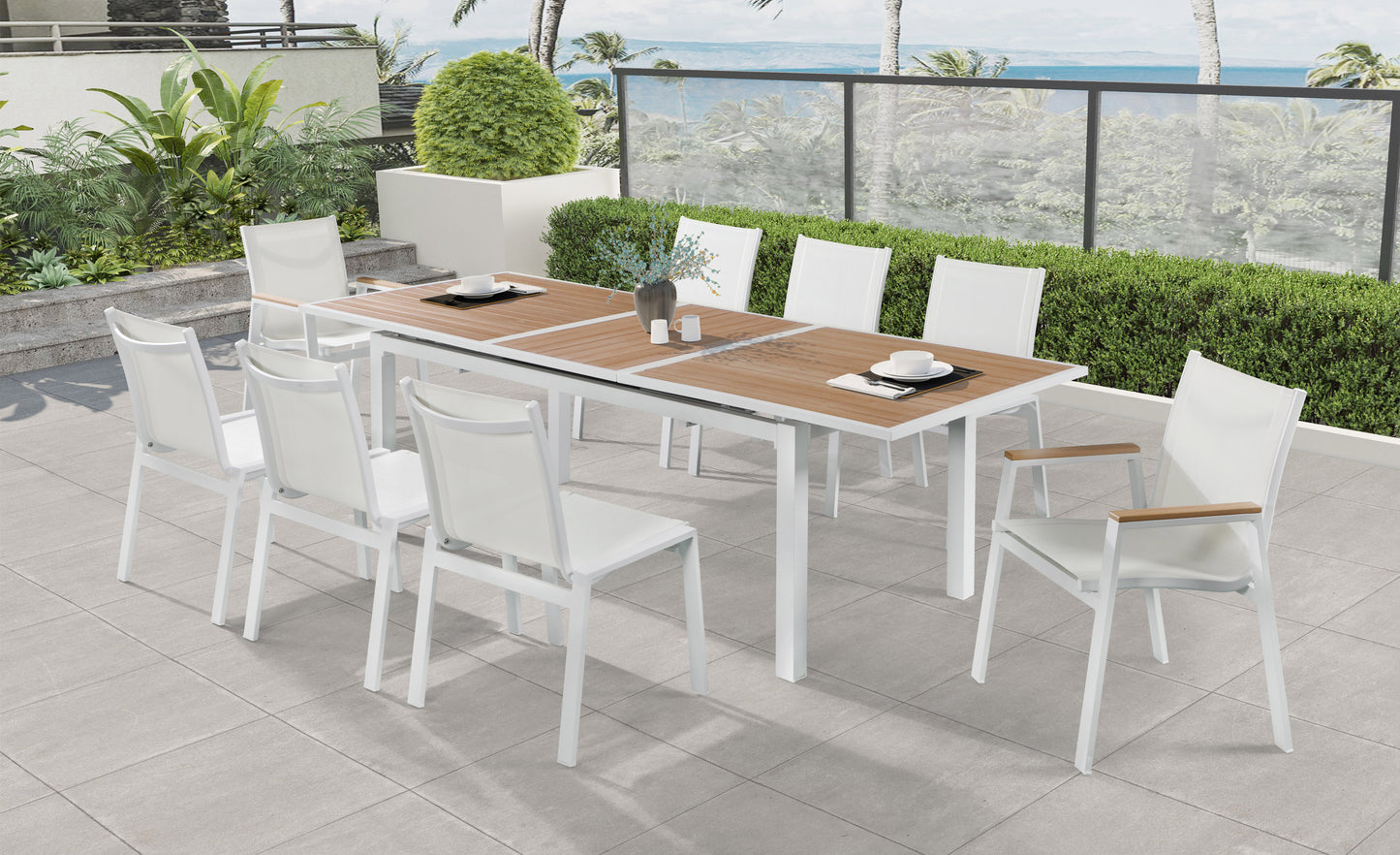 outdoor patio aluminum mesh dining arm chair