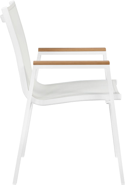 Alyssa White Mesh Water Resistant Fabric Outdoor Patio Aluminum Mesh Dining Arm Chair AC