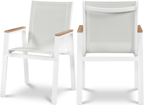 Waverly White Mesh Water Resistant Fabric Outdoor Patio Dining Arm Chair, 2-Piece
