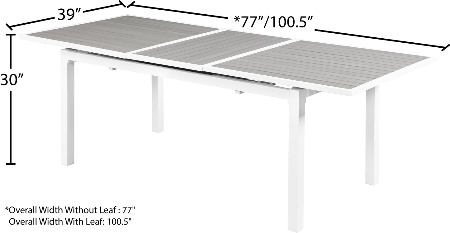 alyssa grey wood look accent paneling outdoor patio extendable aluminum dining table t